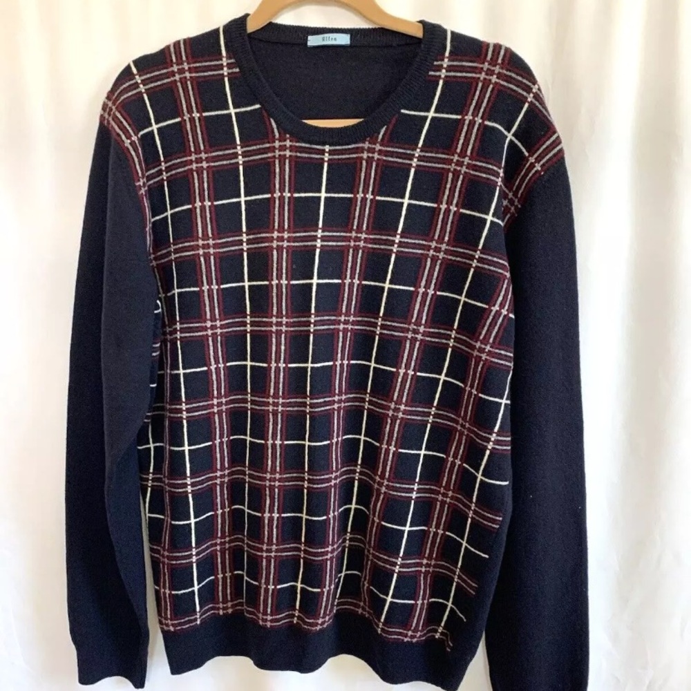 Altea Men’s Plaid Wool Sweater - Size Extra Large
